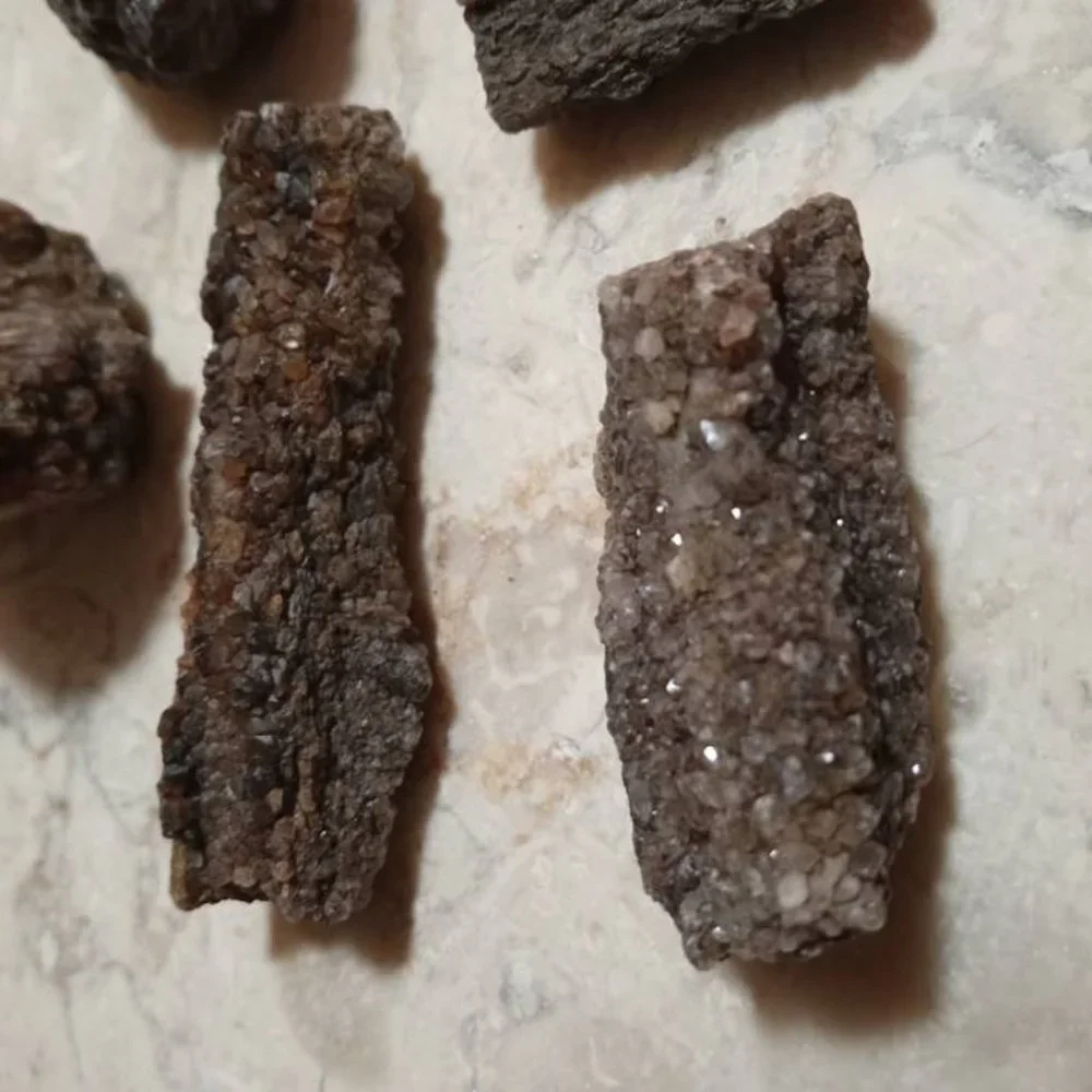 petrified wood covered in smokey \ smoky quartz stone rock fossil chunks - Picture 4 of 5